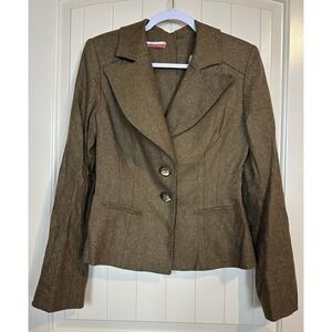Vintage David Rodriguez Tweed silk lined Blazer Jacket back button accents sz 10